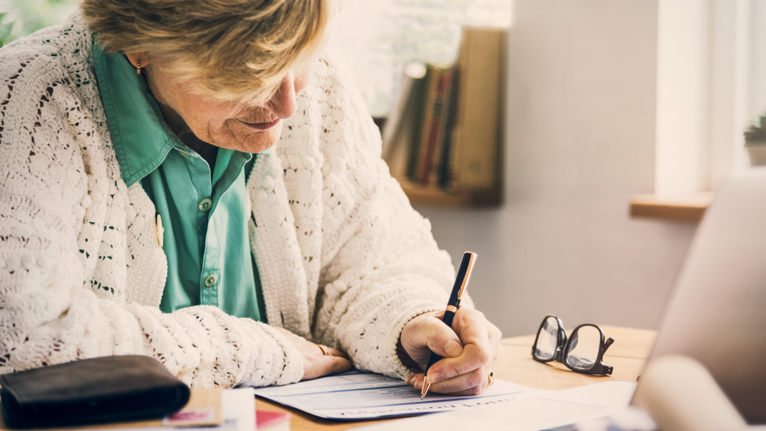 Application Form Filling Paperwork Senior Adult Concept